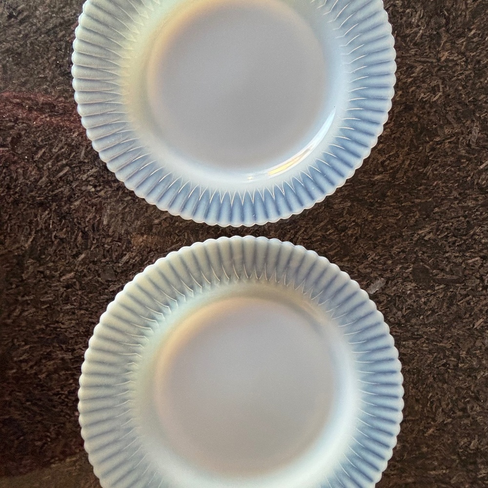 Two Vtg Macbeth Evans Metalware 9" Plates